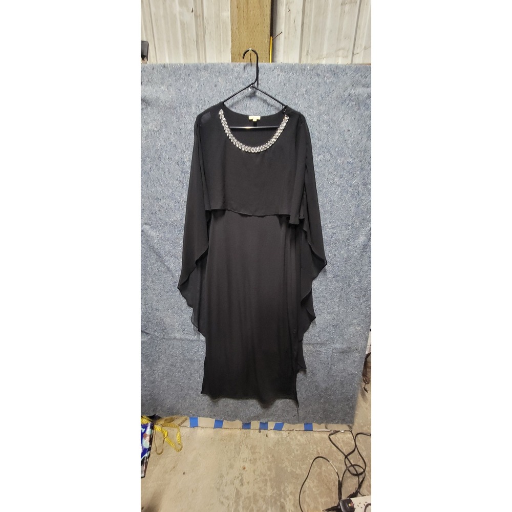 Haani Womens Black cocktail Knee Length Dress Size S‎ w/Breaded collar and cover